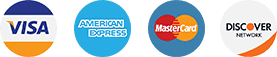 Visa, American Express, Mastercard, and Discover accepted