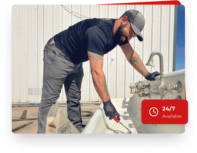 Plumber providing emergency plumbing service